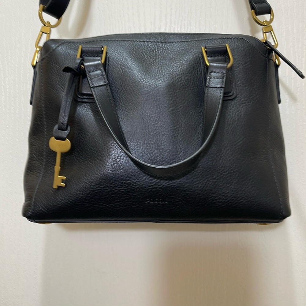 Black Jacqueline Fossil leather satchel